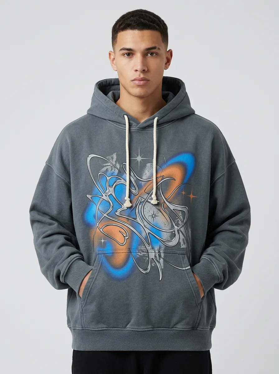 Unisex Y2K Streetwear Abstract Graffiti Star Hoodie