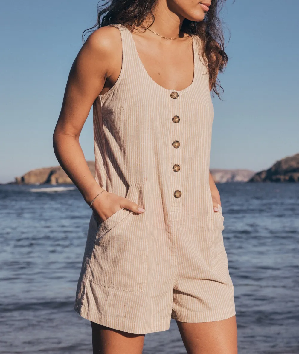 Button-Through Sleeveless Romper