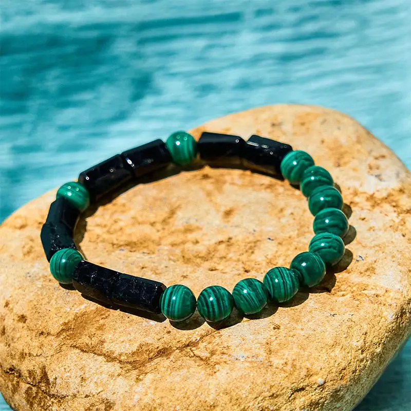Everyday Malachite Tourmaline Mala Bracelet