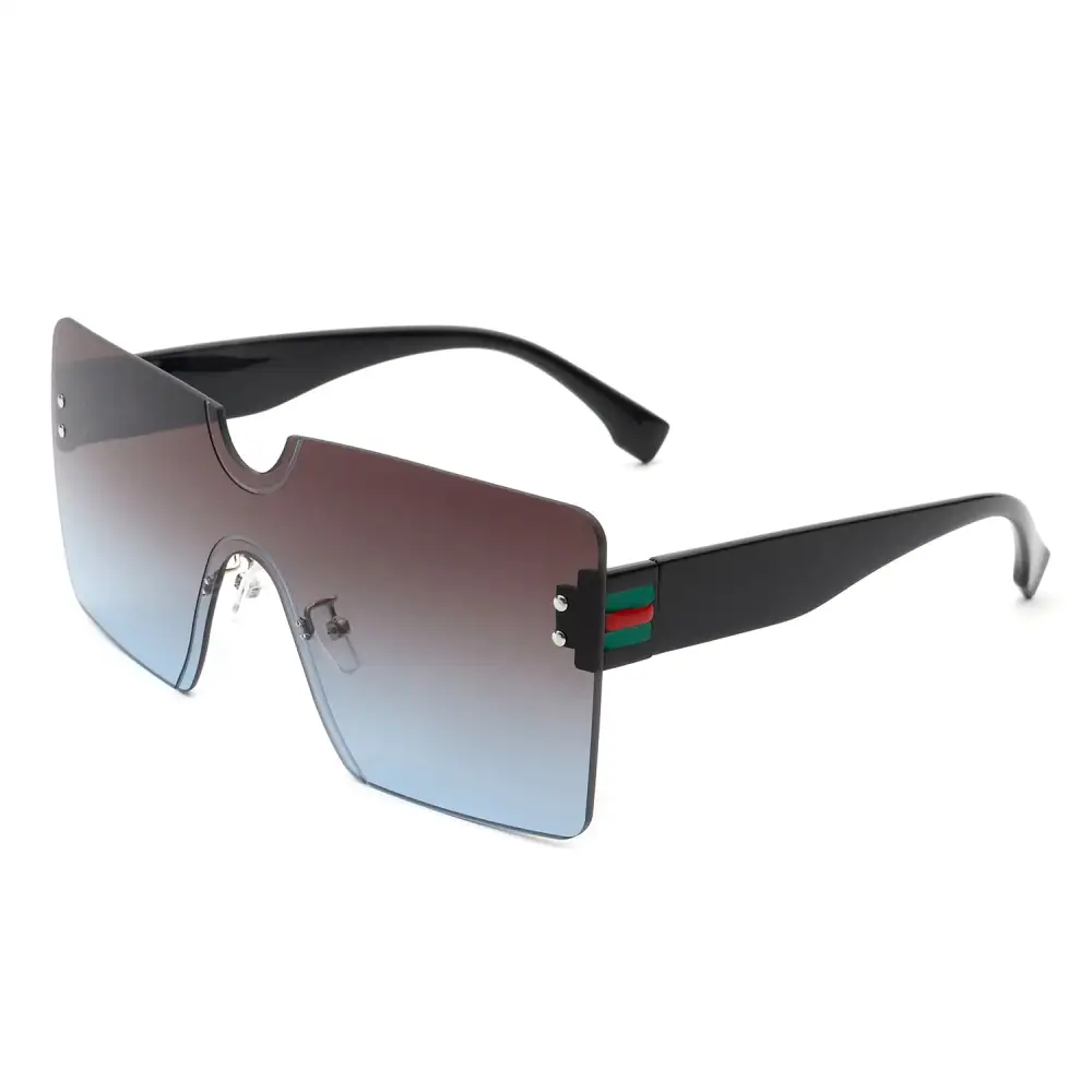 Woven Square Rimless Frame Sunglasses