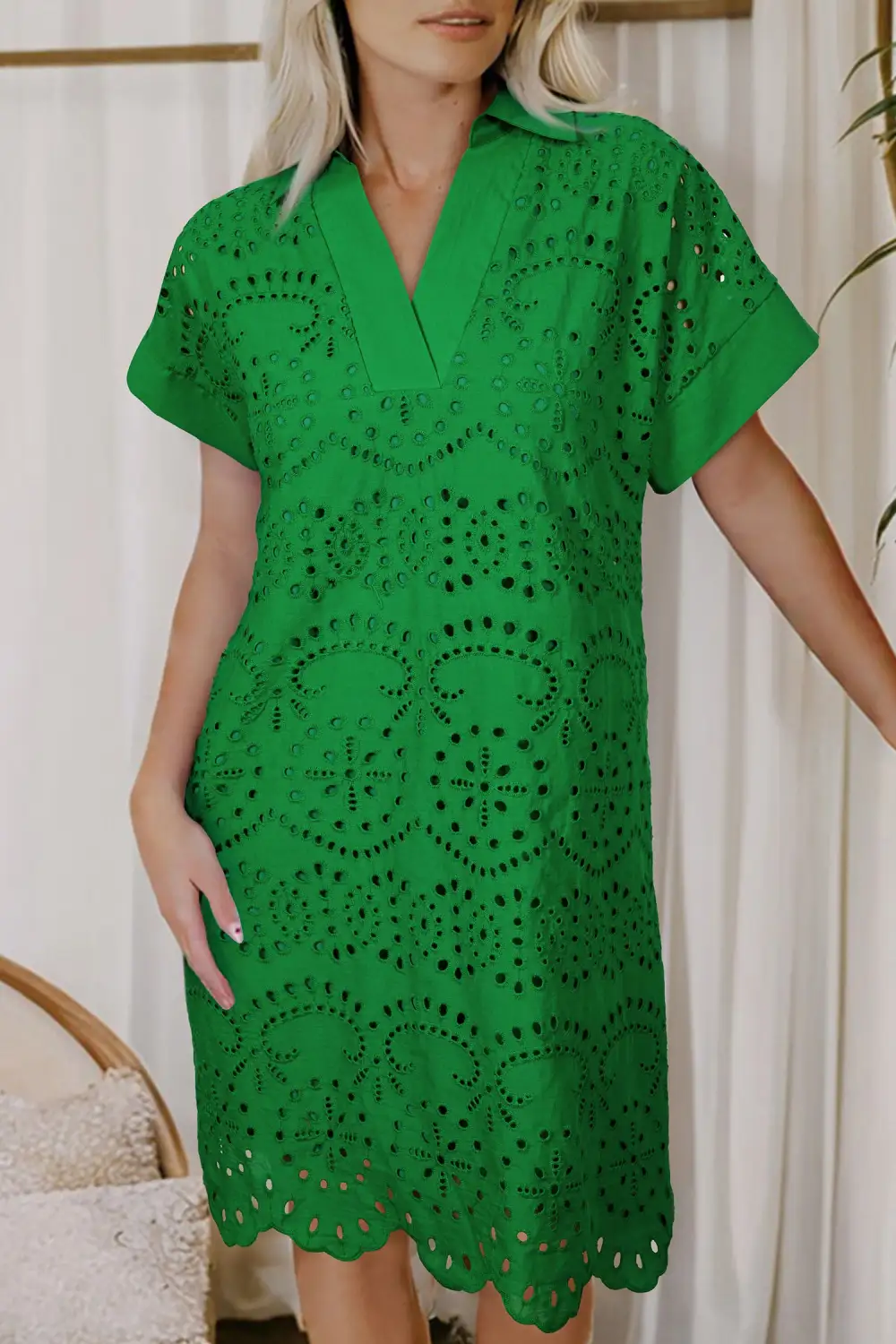 Embroidered Eyelet Mini Dress
