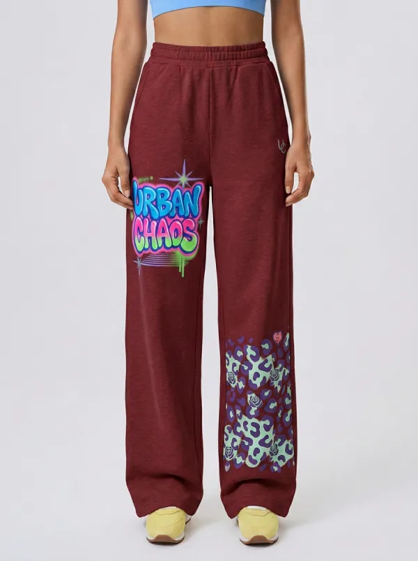 Women's Streetwear Urban Chaos Graffiti Leopard Printed Sweatpants