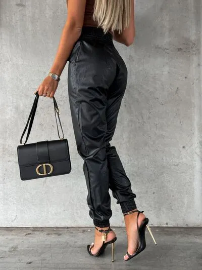 Smocked High Waist Pants With Pocket