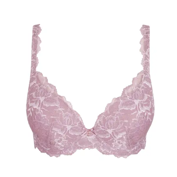 Women's Underwire Padded Seamless Chimney Back Multiway Floral Lace Embroidery Floral Detail Bra