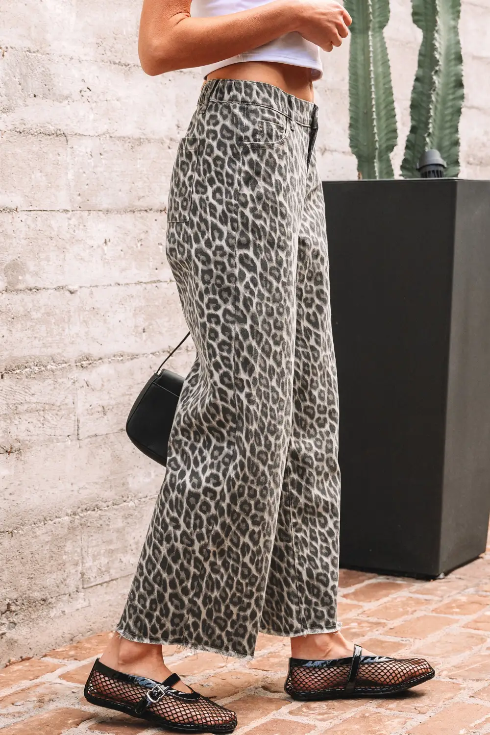 Women's Leopard Straight Loose Leg Jeans