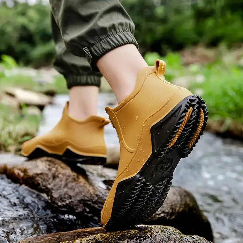 Waterproof Ankle Boots Slip Resistant Outsole Pull Tab