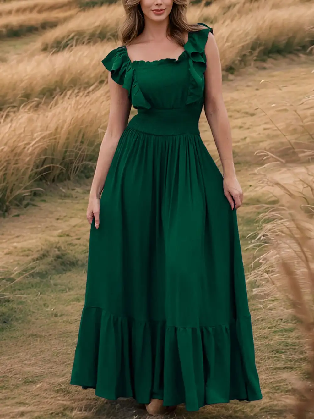 Off-Shoulder Ruffled Maxi Dress
