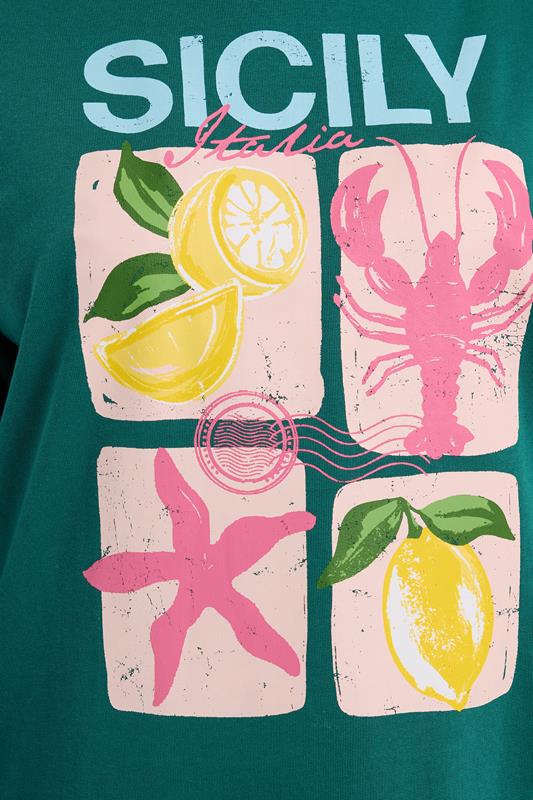 Teal Green 'Sicily' Slogan Sweatshirt detail 3