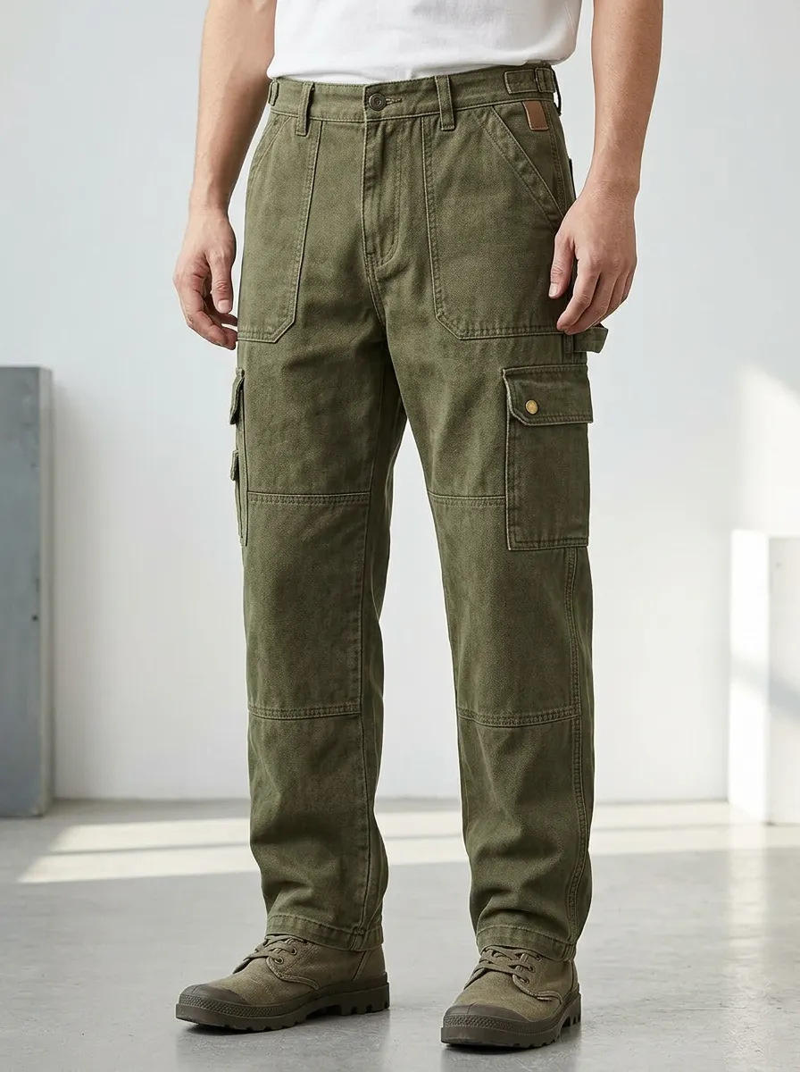 Men's Military Tactical Olive Green Multi-Pocket Cargo Pants