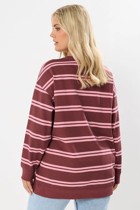 Red 'Boston' Slogan Stripe Sweatshirt detail 2