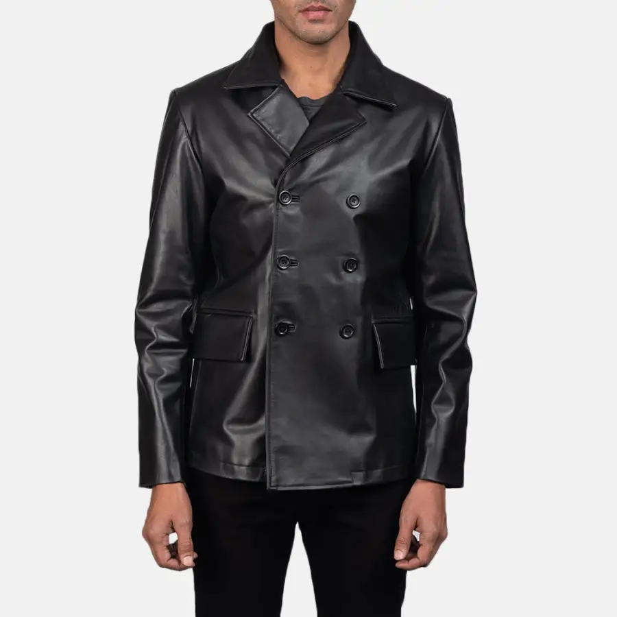 Men's Rugged Leather Coat Jacket