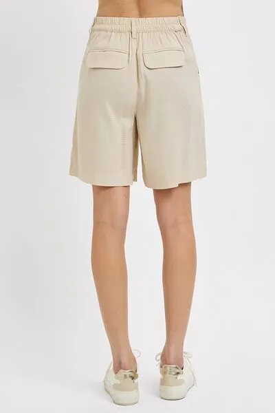High Rise Pleated Front Shorts