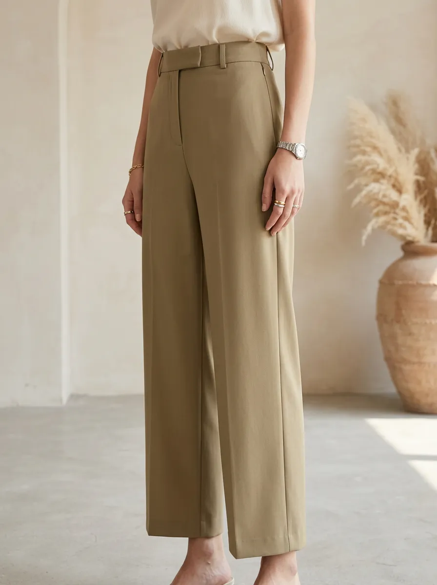 Modern High-Waist Minimal Women's Wide-Leg Trousers