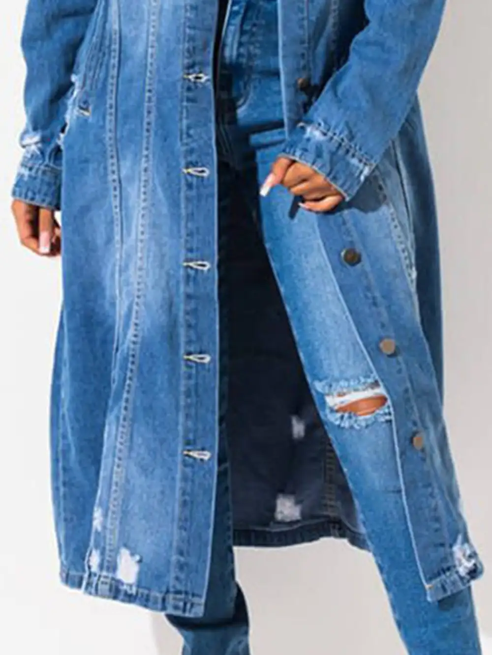 Long-sleeve Raw-hem Denim Jacket