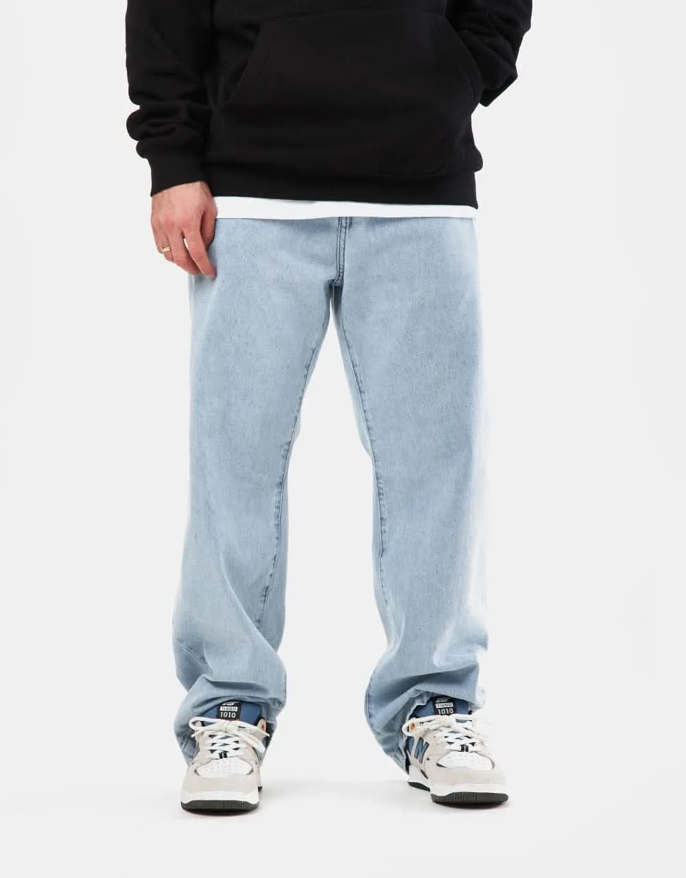 Bleached Loose Tapered Four Pocket Denim Jeans