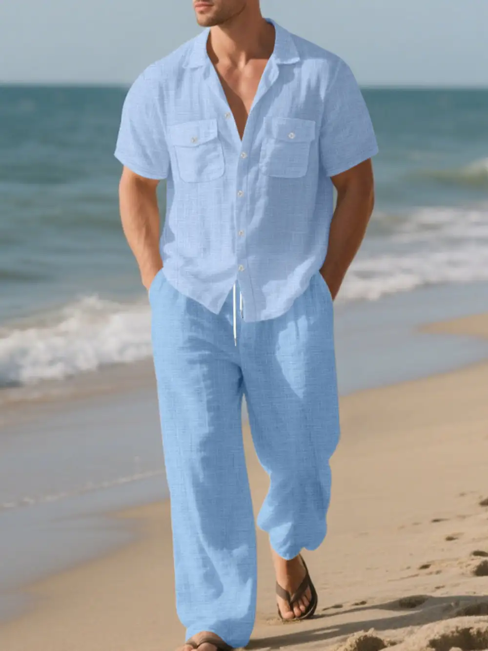 Men's Full Size Casual Button Up Shirt and Pants
