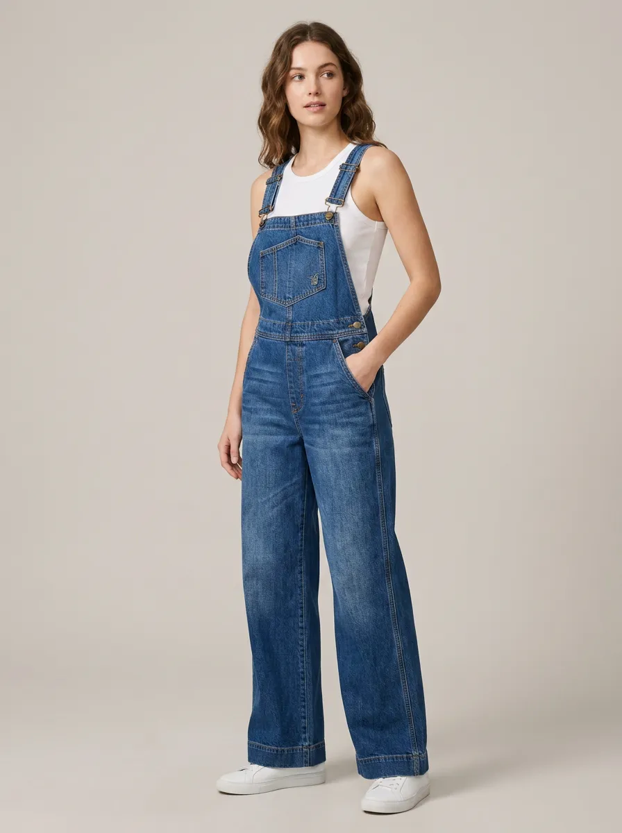 Women's Soft Wide-Leg Denim Overalls