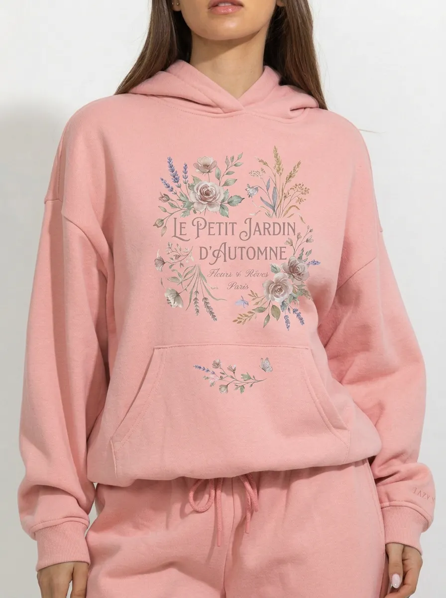 Women's French Floral Garden Le Petit Jardin Printed Hoodie