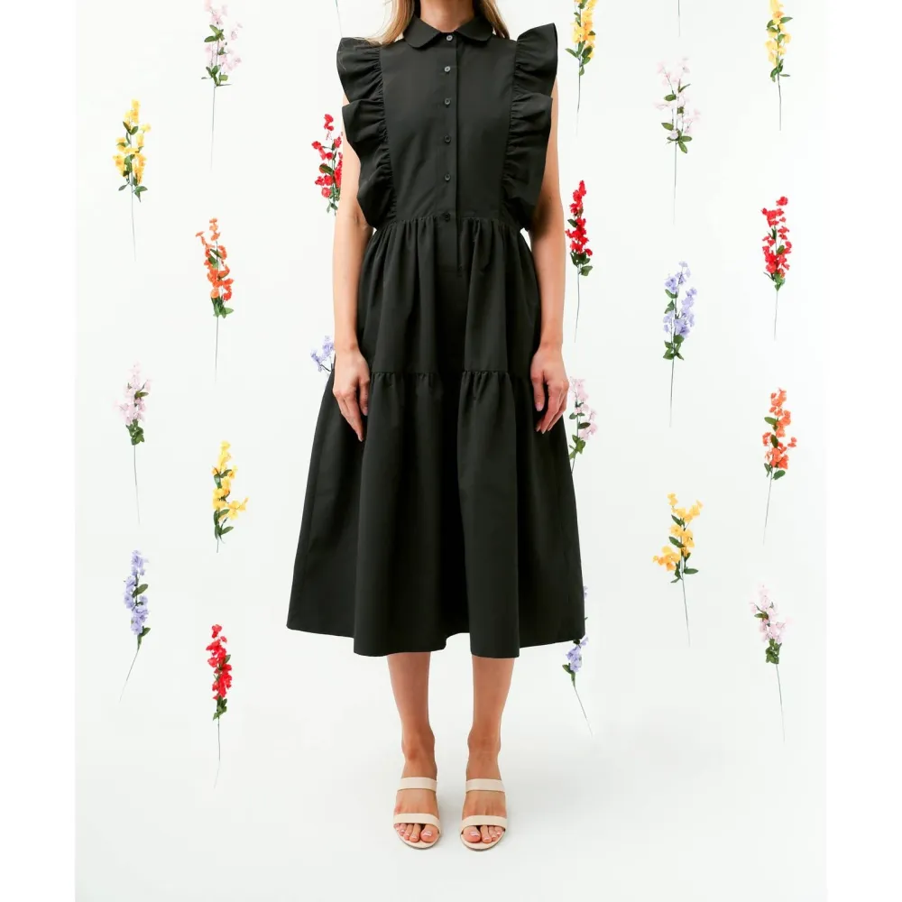 Ruffle Sleeve Tiered Midi Dress