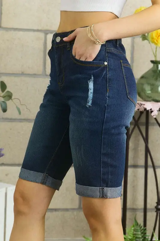 Denim Distressed Shorts