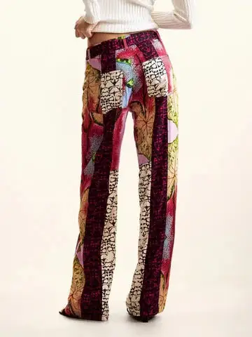 Patchwork Straight-Leg Lightweight Pants