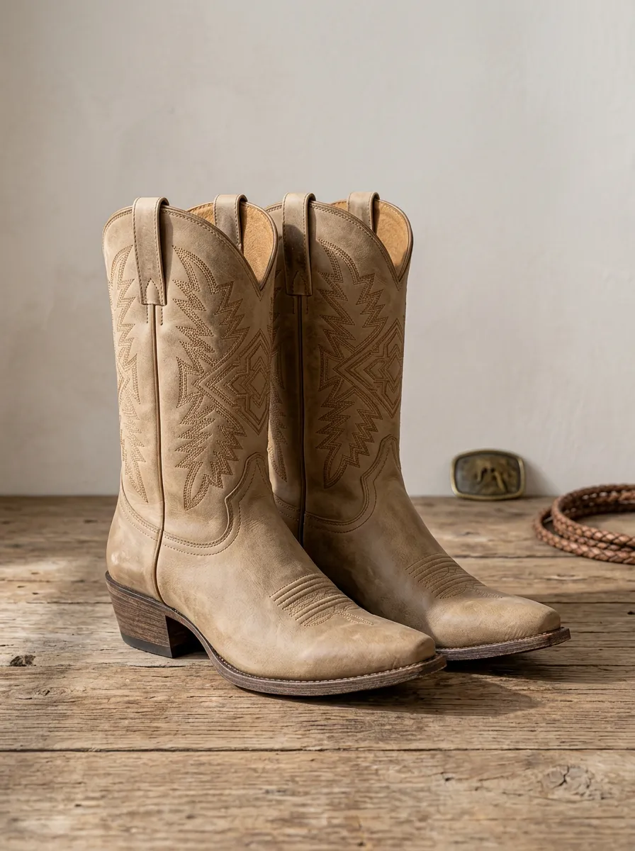 Unisex Utility Western Cowboy Embroidered Stitched Printed Boots