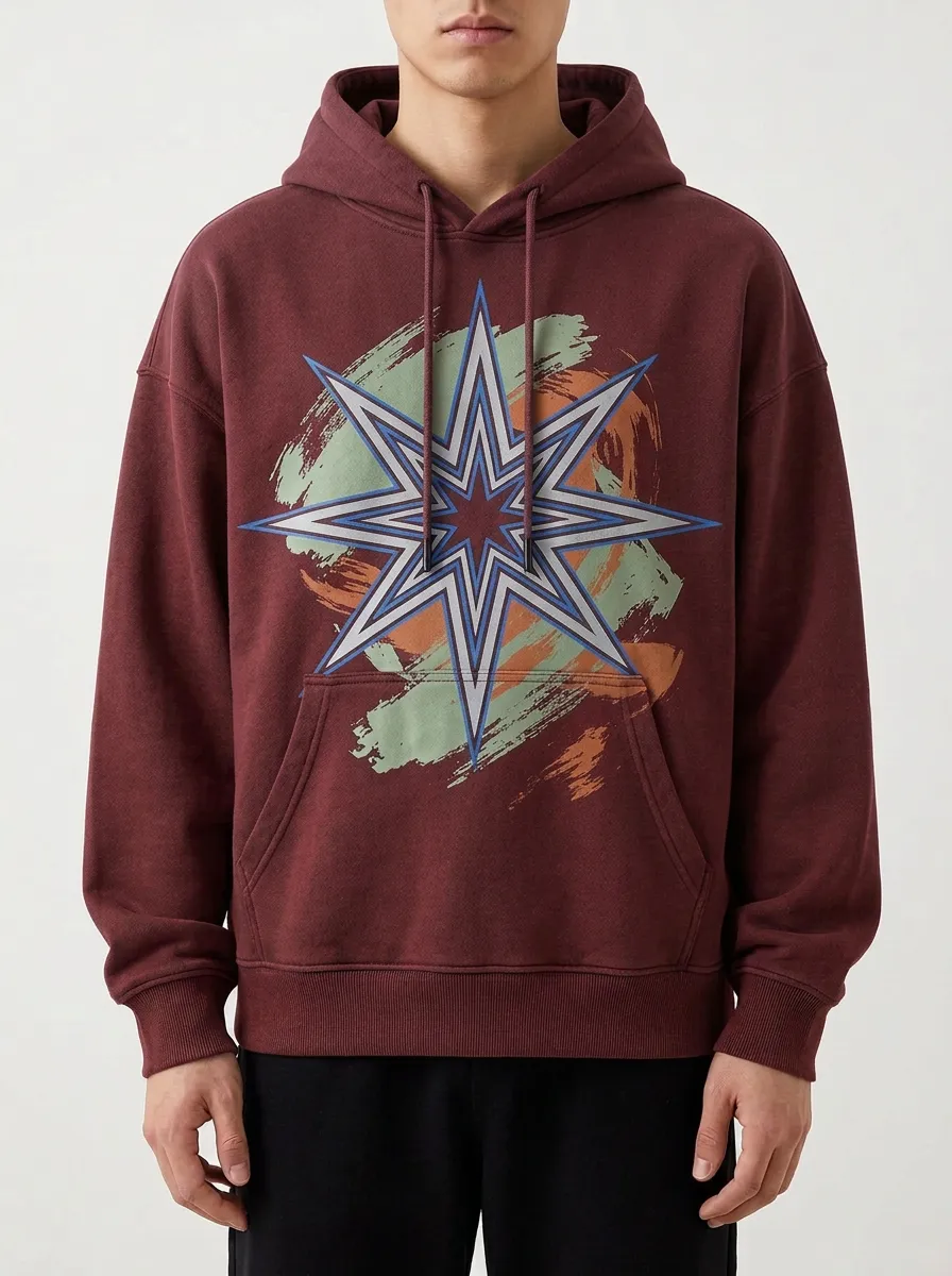 Unisex Streetwear Abstract Star Brushstroke Hoodie