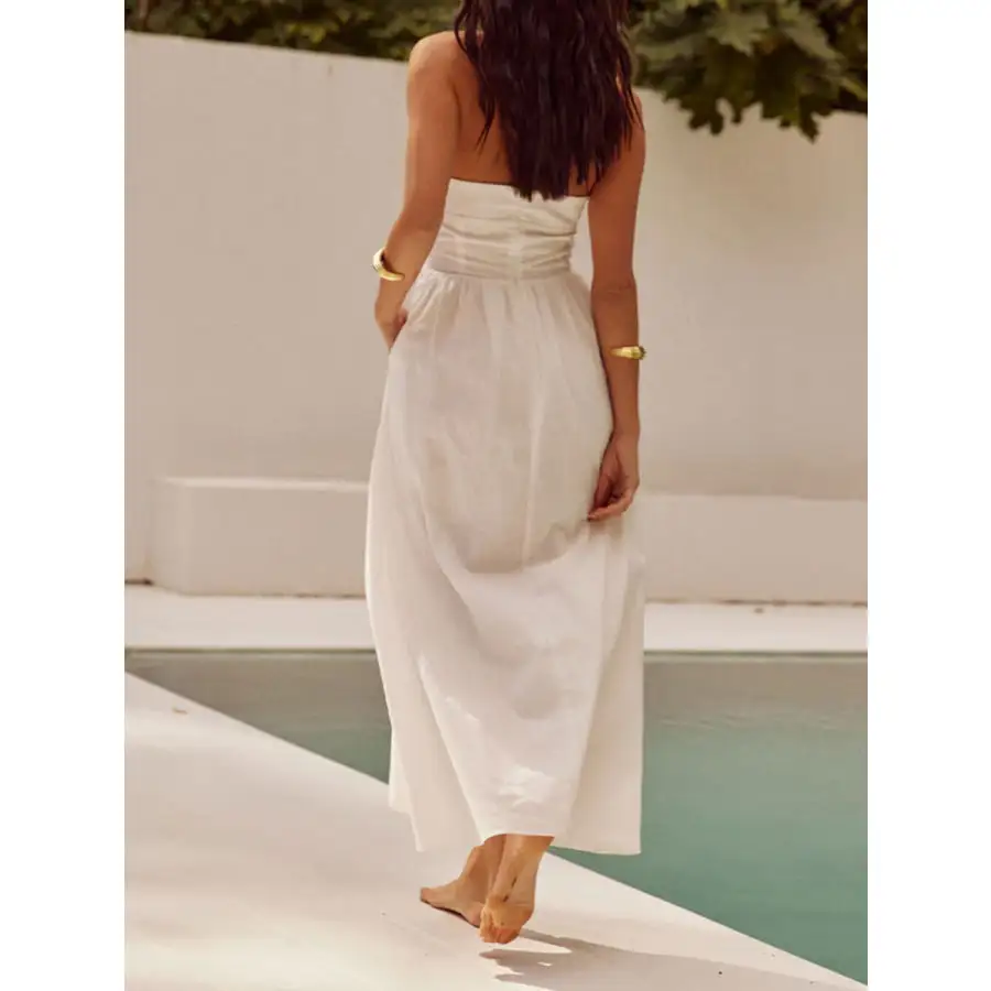 Ruched Halter Neck Midi Dress
