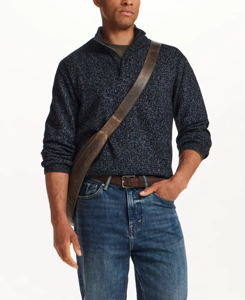 Men's Everyday Regular Fit Textured Quarter Zip Sweater