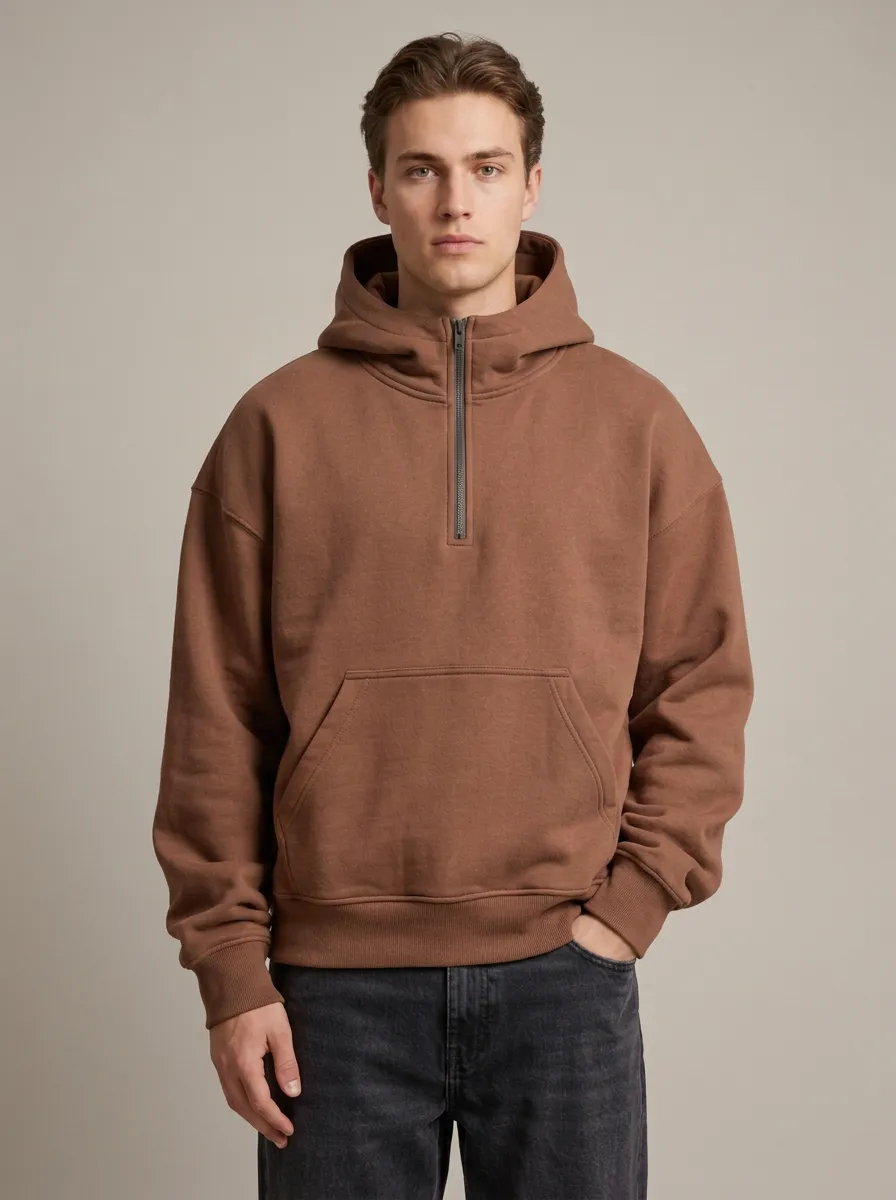 Unisex Quarter Zip Everyday Essential Leisure Hoodie