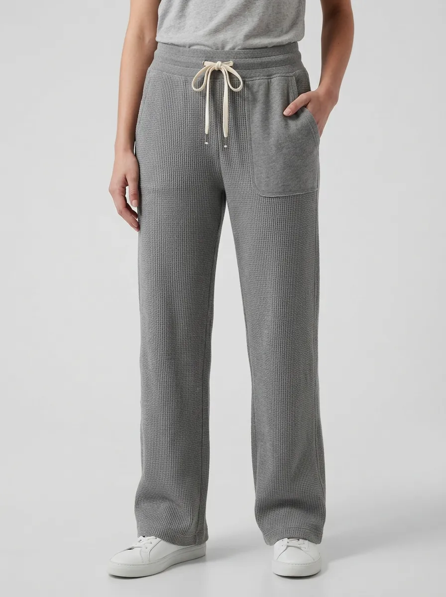 Women's Casual Waffle Knit Drawstring Lounge Pants