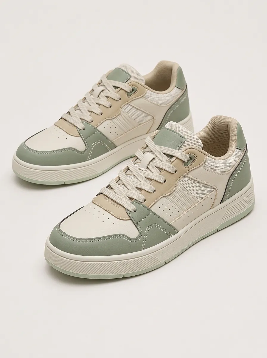 Men's Colorblock Casual Lace-up Skate Shoes