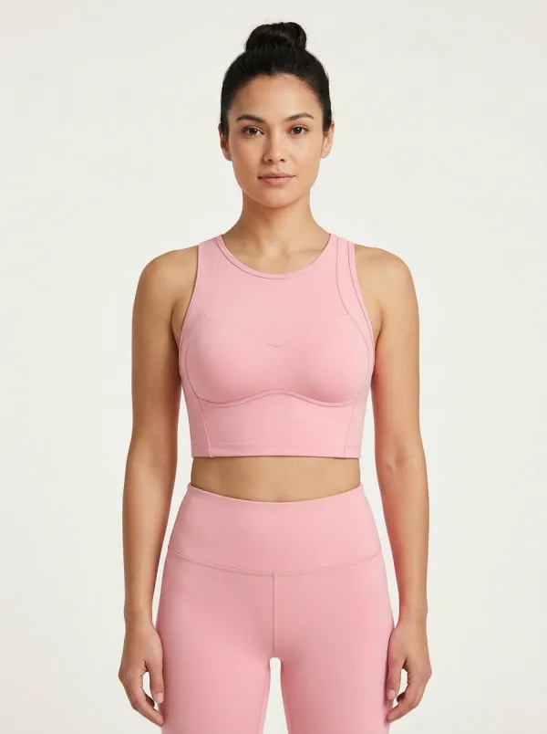 Women's High-Neck Paneled Athletic Crop Top