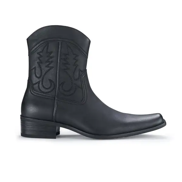 Faux-Leather Pointed-Toe Zip-Up Western Boots