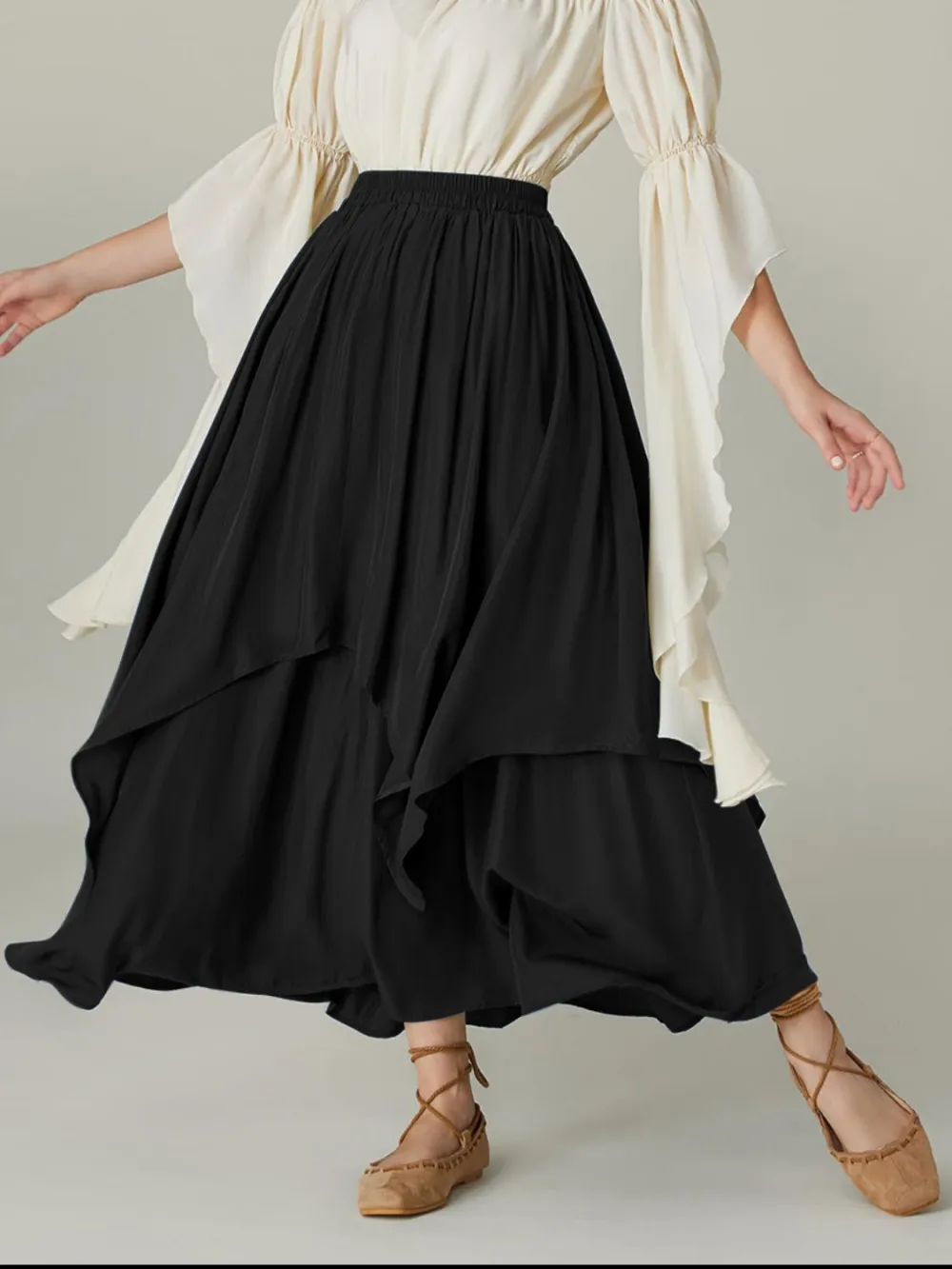 Smocked Waist Band Ruched Skirt