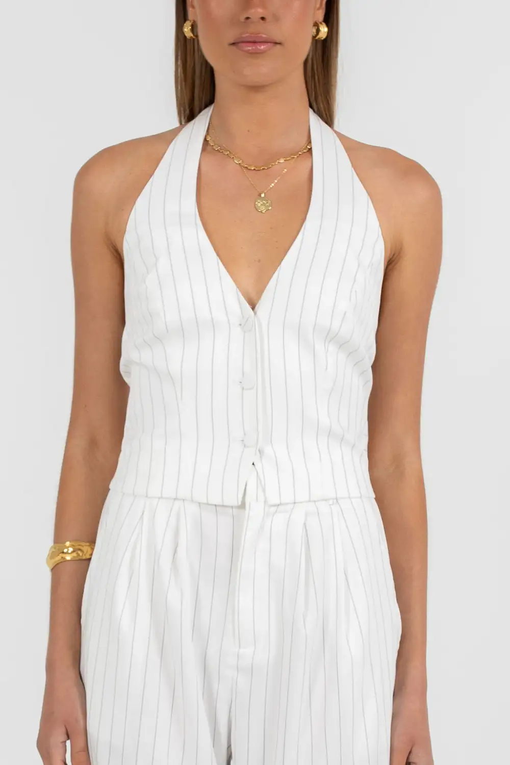 Easy Fit Pinstripe Sleeveless Top