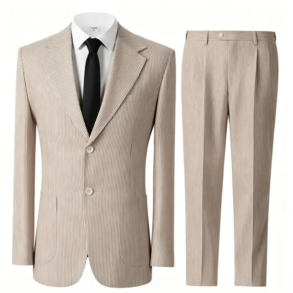 🔥Men's 2-Piece Seersucker Suits Classic Jacket & Trousers