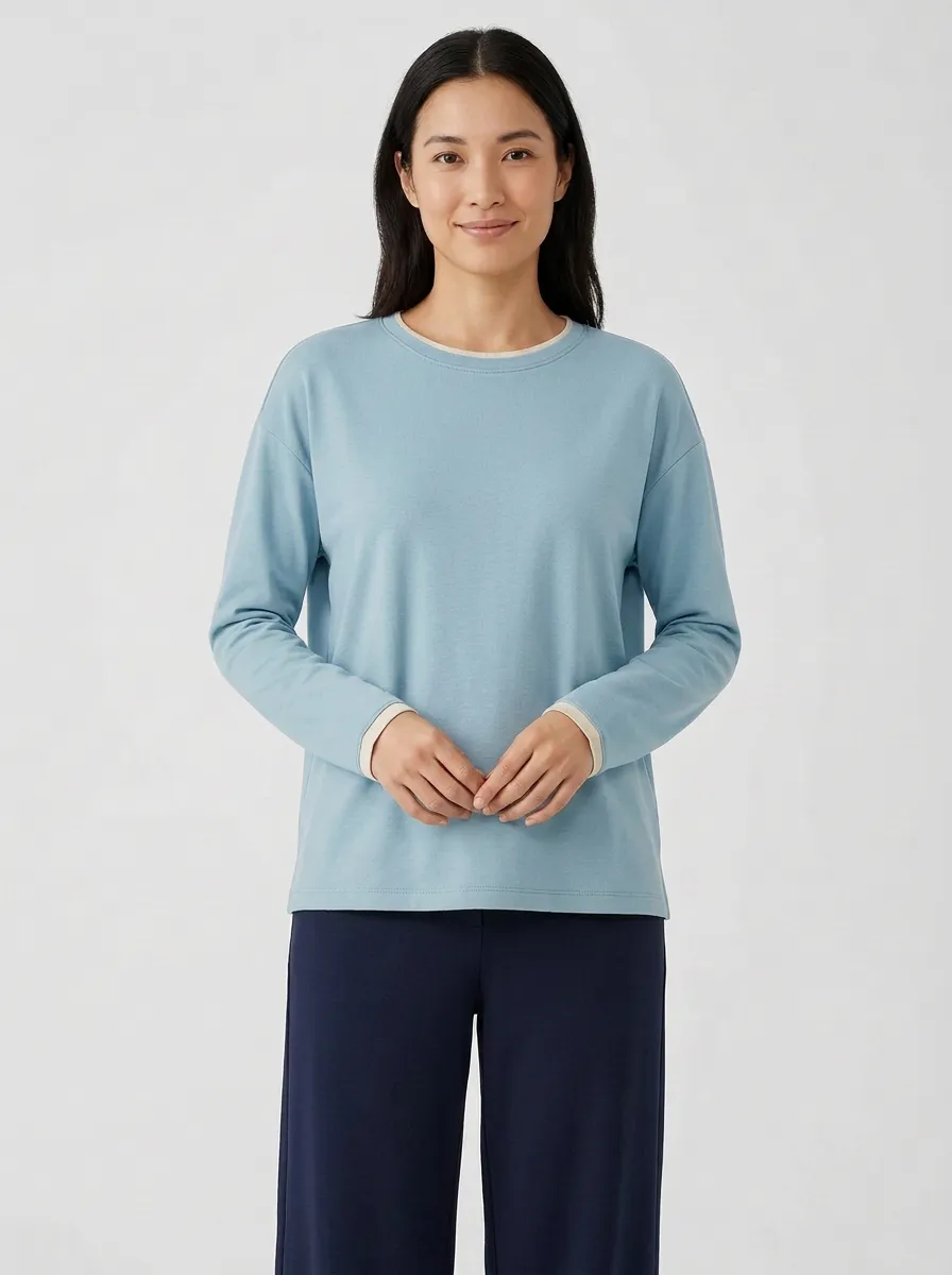 Women's Layered-Look Long-Sleeve Crew-Neck