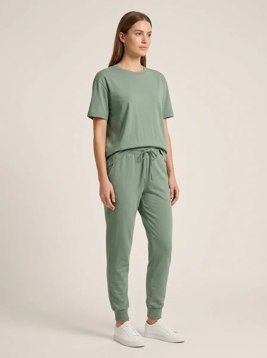 Women's Side-Pocket Crewneck T-Shirt and Joggers Set