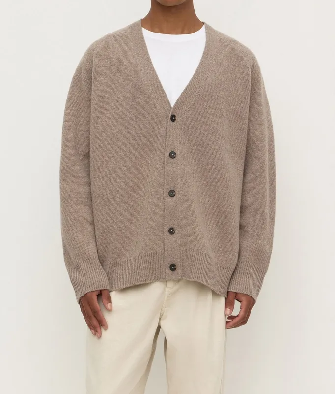 Brown Marled Wool Button Cardigan