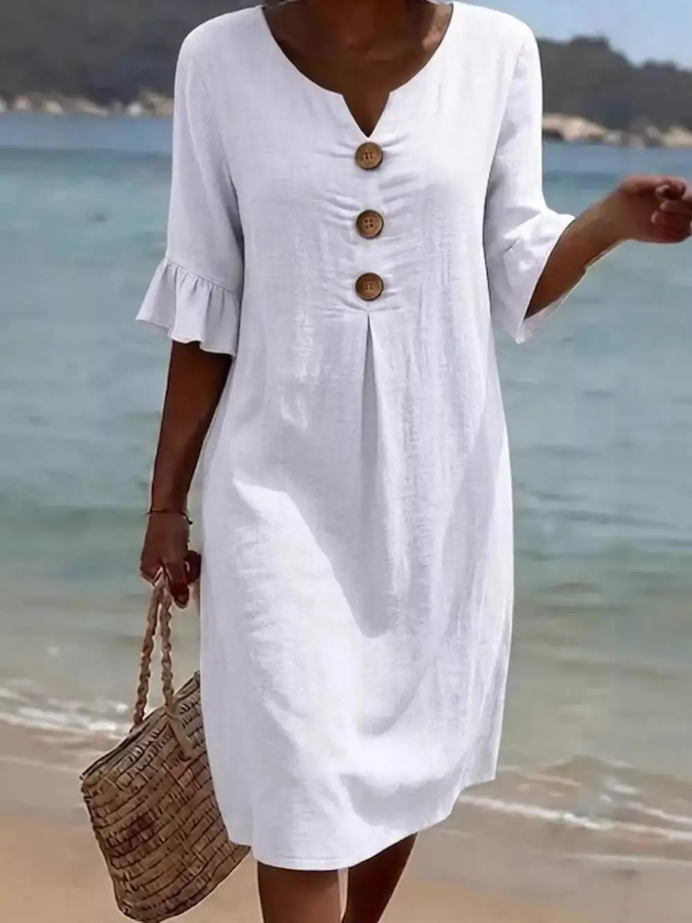 Button Dress Casual