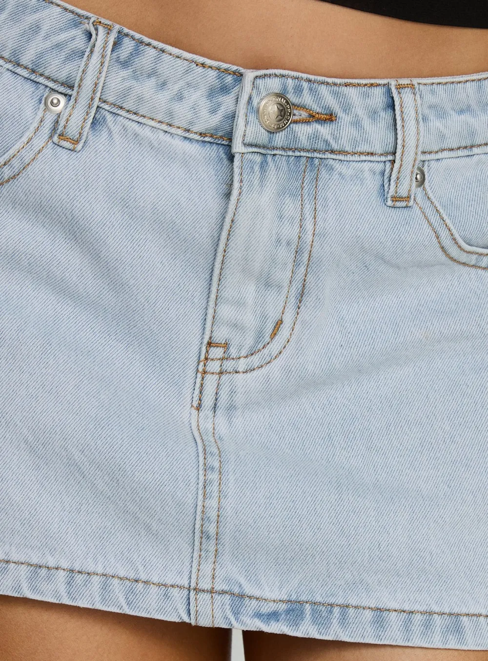Light Blue Wash Low-Rise Micro Denim Skort