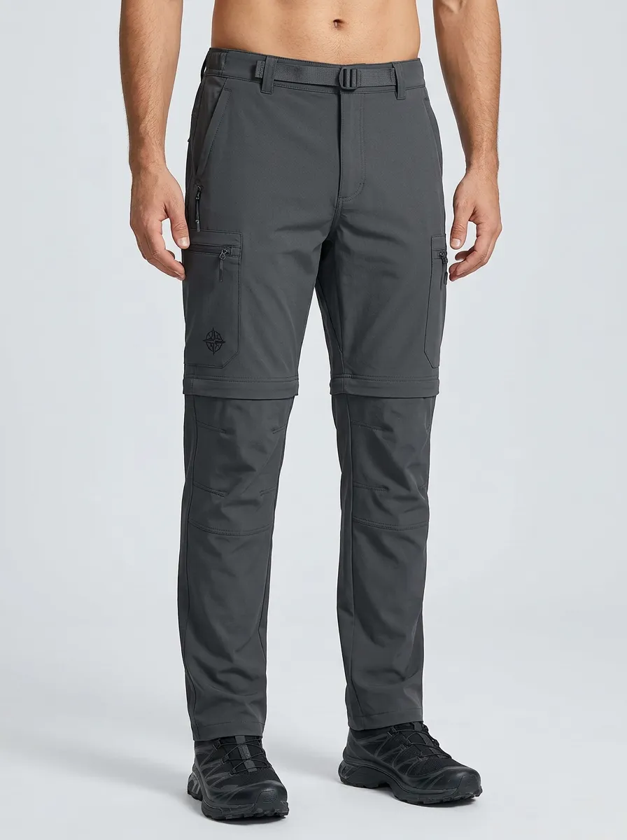 Men's Outback Hiking Compass Graphic Waterproof Zip-Off Tactical Cargo Pants