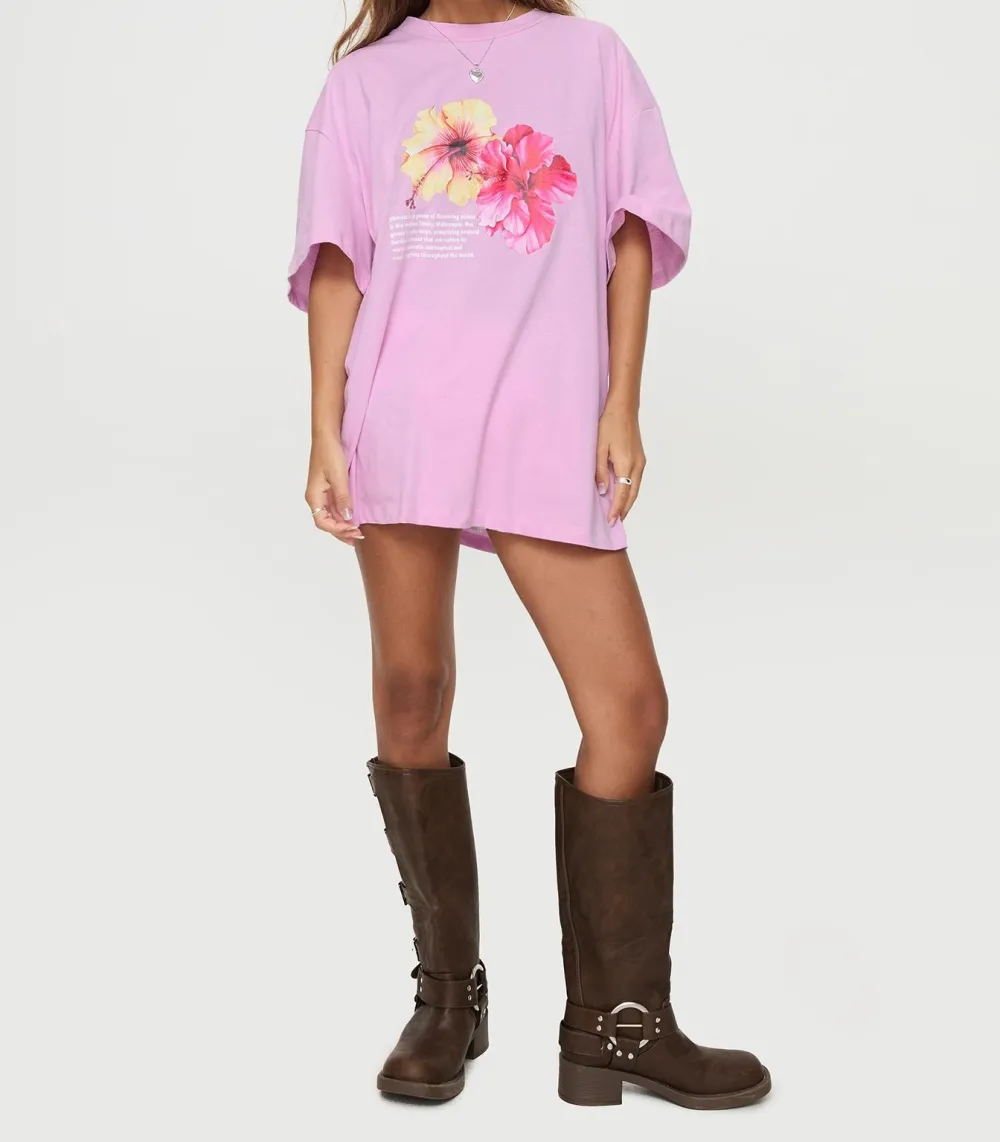 Pink Organic Cotton Oversized Graphic Tee