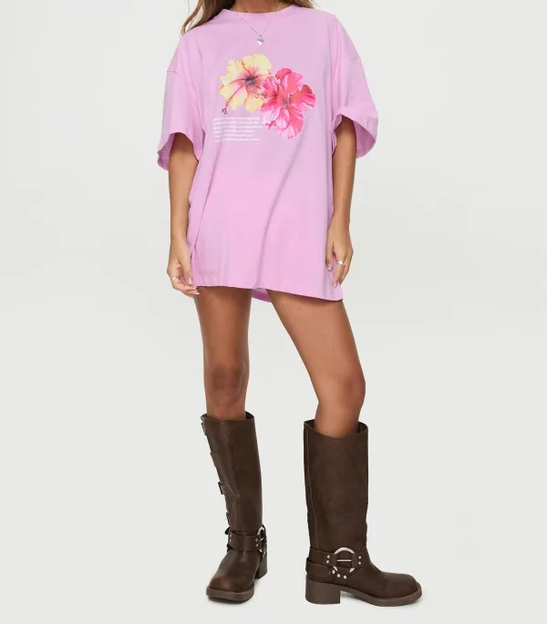 Pink Organic Cotton Oversized Graphic Tee