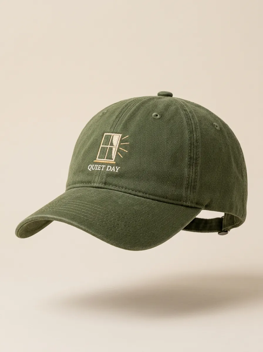 Modern Quiet-Day Window-Motif Embroidered Minimal Unisex Baseball Cap