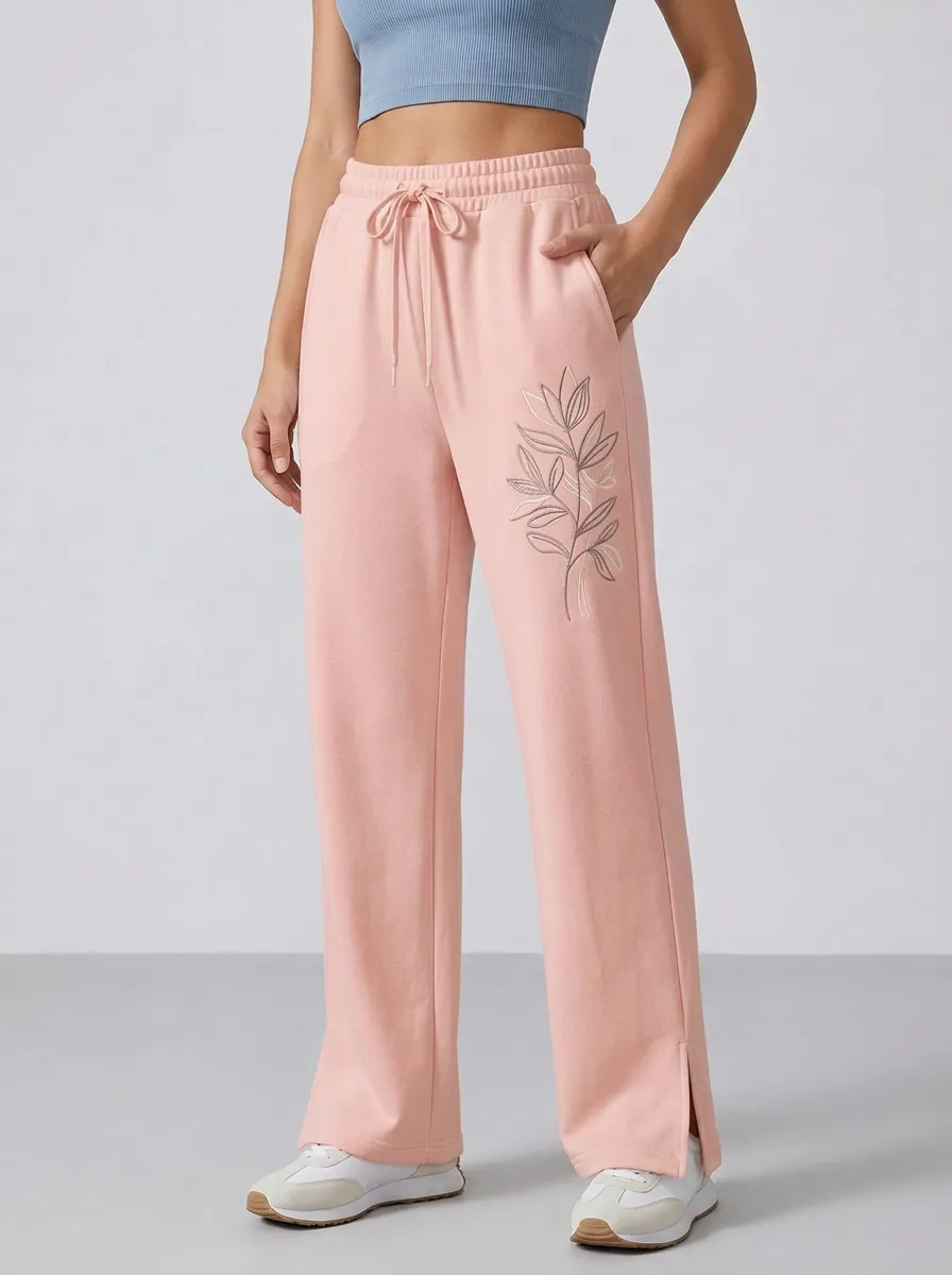 Women's Off-White Side Pockets Wide-Leg Sweatpants