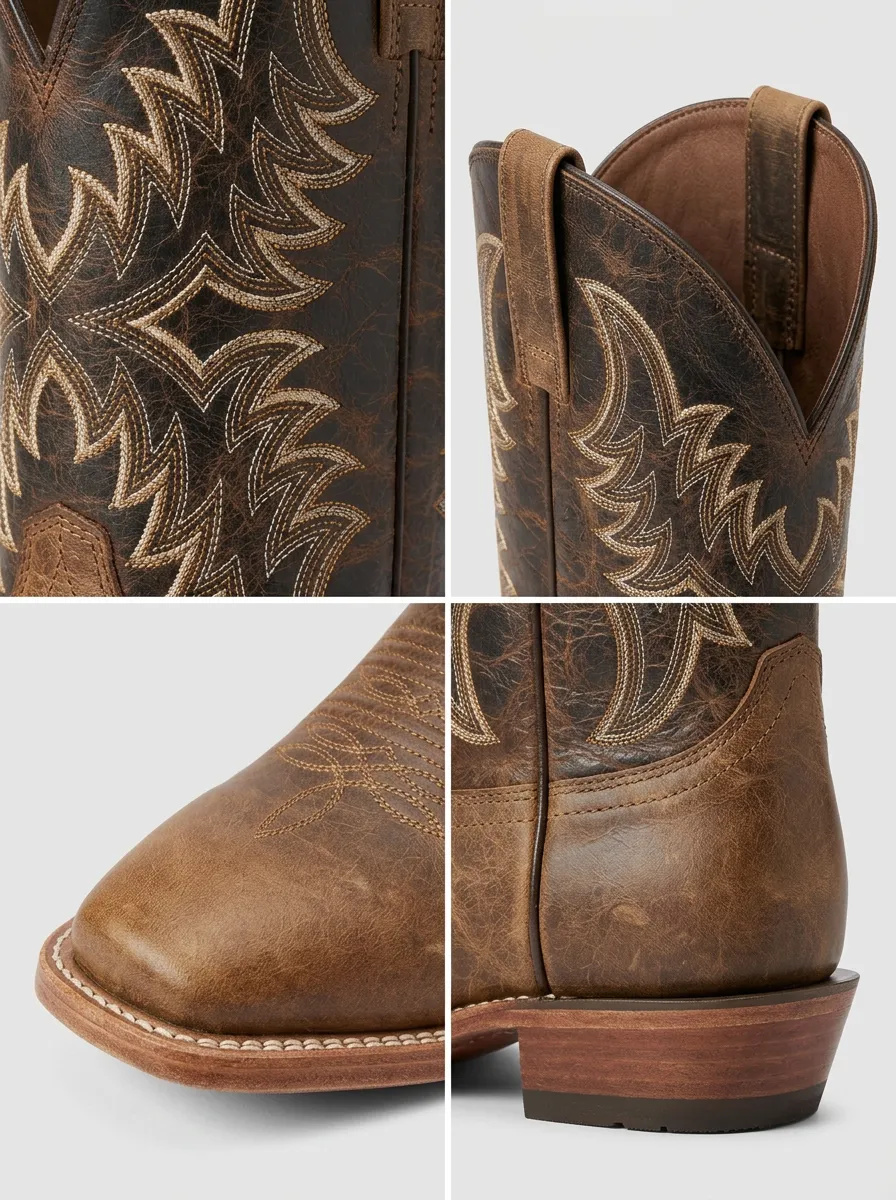 Men's Western Brown Two-Tone Embroidered Western Boots