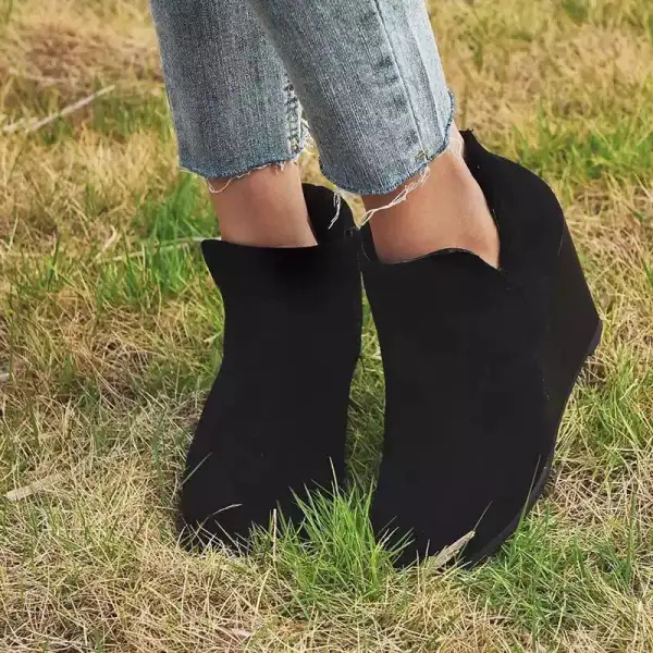 Side Zipper Wedge Boots