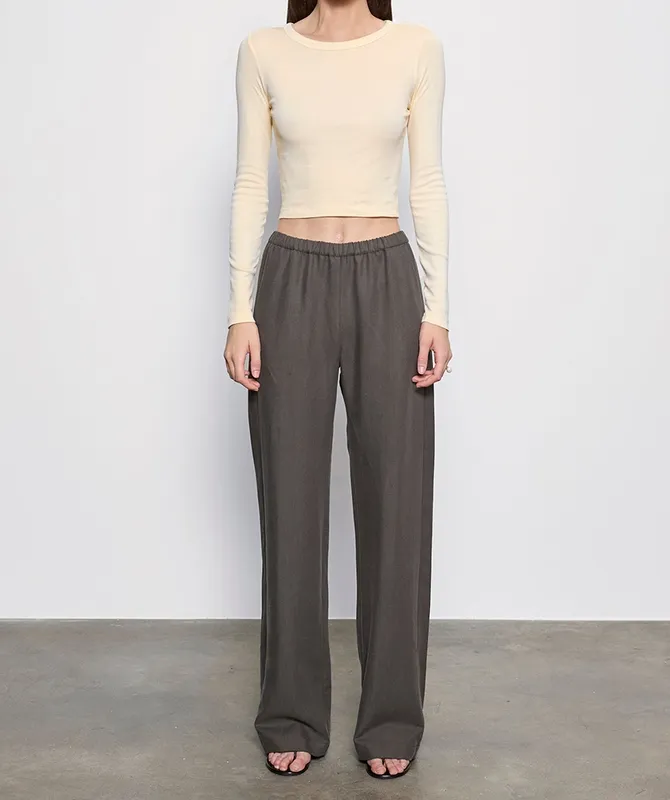 Baby Rib L/S Cropped Top Flan